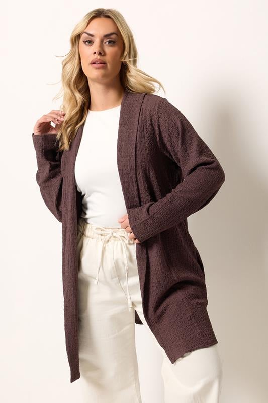  YOURS Curve Chocolate Brown Bubble Textured Blazer
