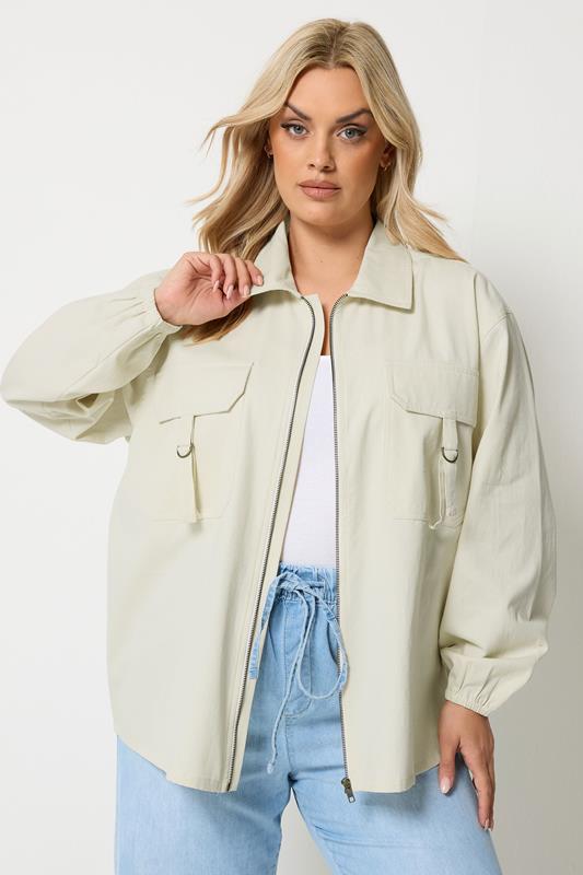  YOURS Curve Ivory White Utility Shacket