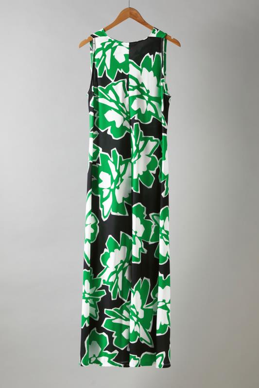EVANS Plus Size Green Abstract Floral Print Twist Front Maxi Dress | Evans 8