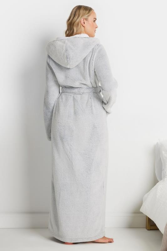 LTS Tall Grey Contrast Hood Dressing Gown | Long Tall Sally 3