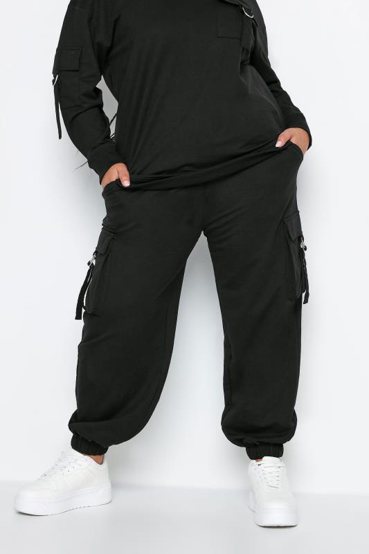 LIMITED COLLECTION Plus Size Black Cargo Joggers | Yours Clothing 1