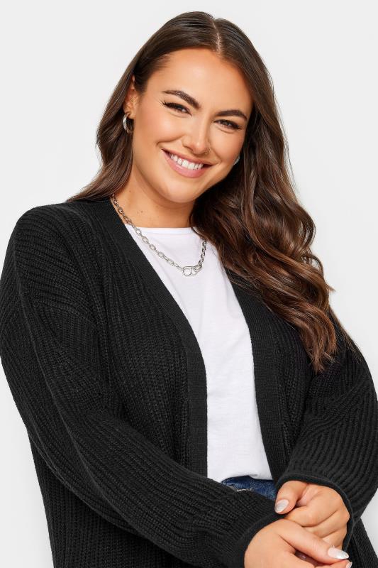 YOURS Plus Size Black Knitted Maxi Cardigan | Yours Clothing 5