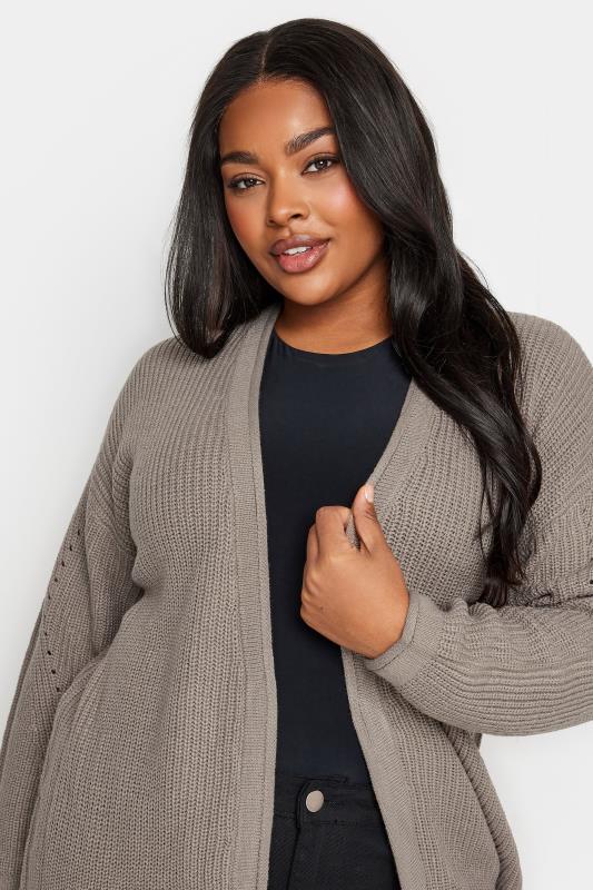 YOURS Plus Size Mocha Brown Essential Knitted Cardigan | Yours Clothing  5