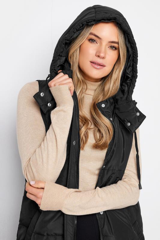 LTS Tall Women's Black Hooded Midaxi Puffer Gilet | Long Tall Sally 3