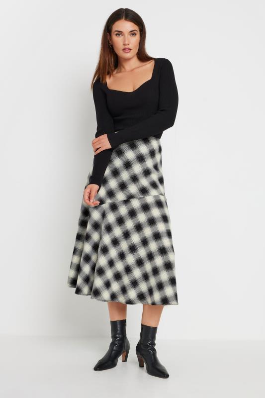 LTS Tall Black Check Print Tiered Midaxi Skirt | Long Tall Sally 2