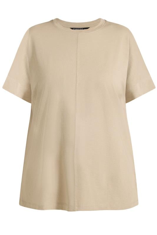 EVANS Plus Size Natural Brown Pure Cotton T-Shirt | Evans 5