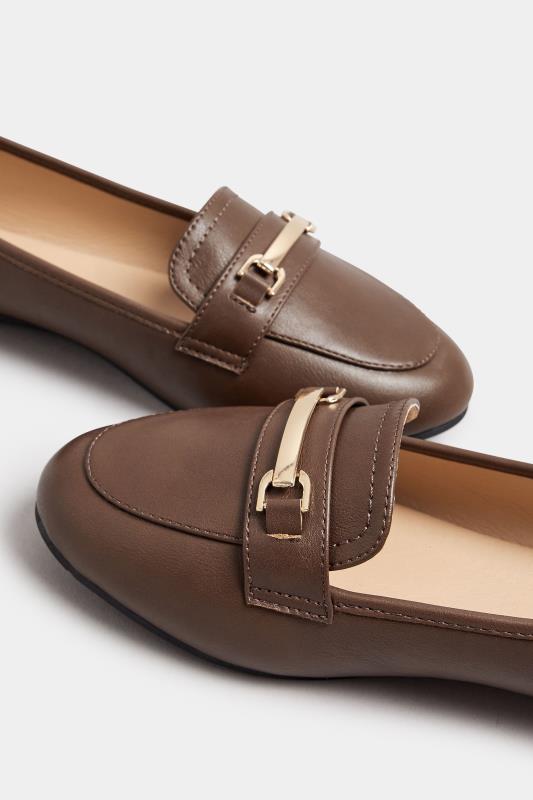 Brown Faux Leather Loafers In Extra Wide EEE Fit | Yours Clothing  5