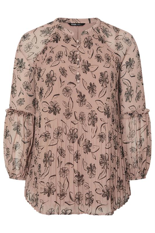 YOURS Plus Size Mauve Purple Floral Pleated Blouse | Yours Clothing 6