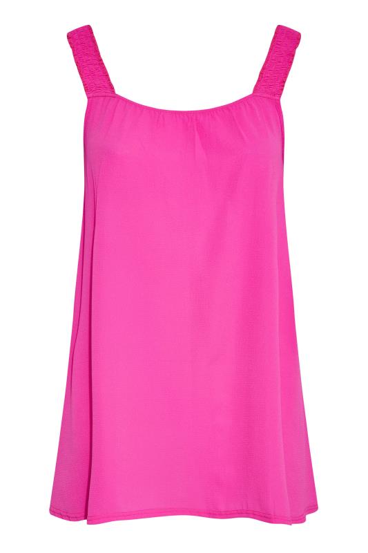 LIMITED COLLECTION Plus Size Hot Pink Shirred Strap Vest Top | Yours Clothing 7