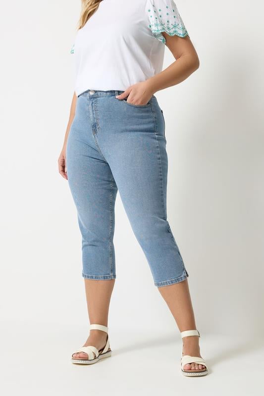  YOURS Curve Light Blue Capri AVA Jeans