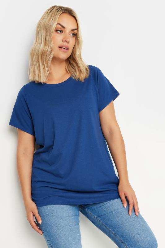 YOURS Plus Size Blue Short Sleeve T-Shirt | Yours Clothing 1