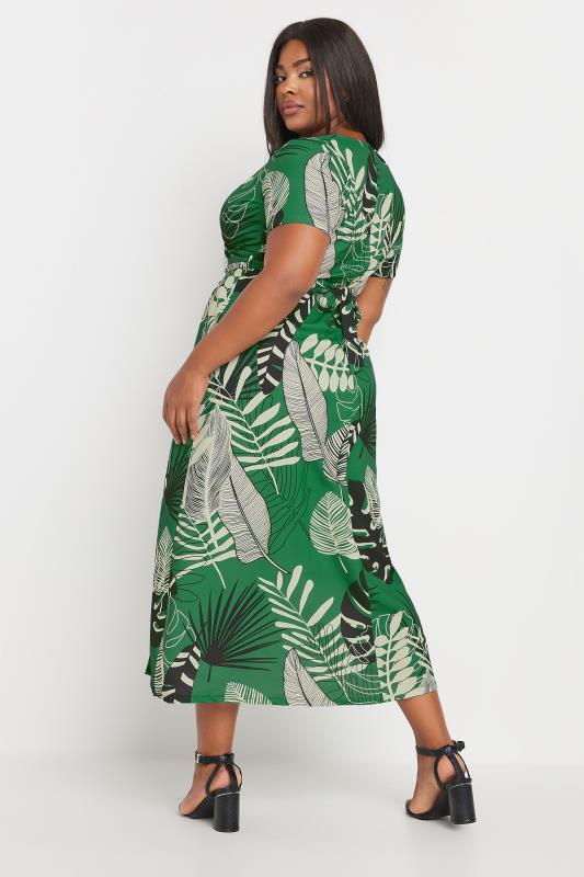 YOURS Plus Size Green Leaf Print Woven Wrap Maxi Dress | Yours Clothing 3