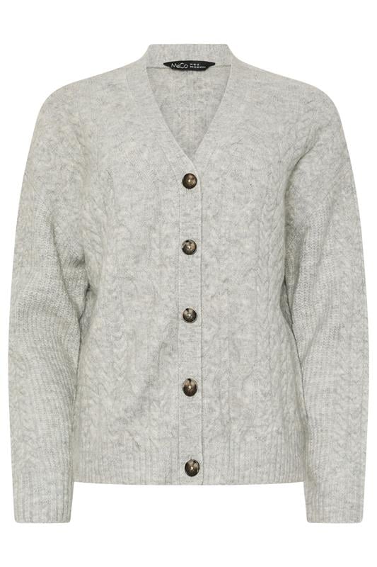 M&Co Grey Button Up Cable Knit Cardigan | M&Co 1