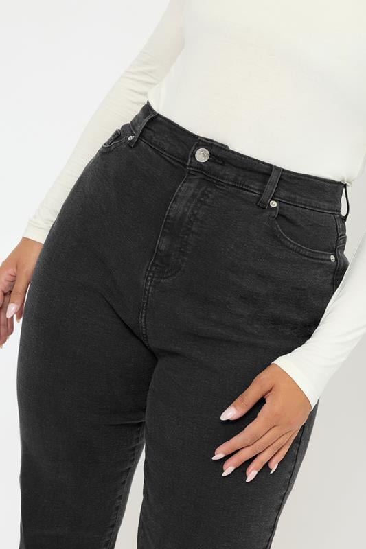 YOURS Plus Size Black Washed Boyfriend Jeans | Yours Clothing 2