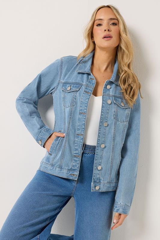 LTS Tall Blue Mid Wash Cotton Denim Jacket