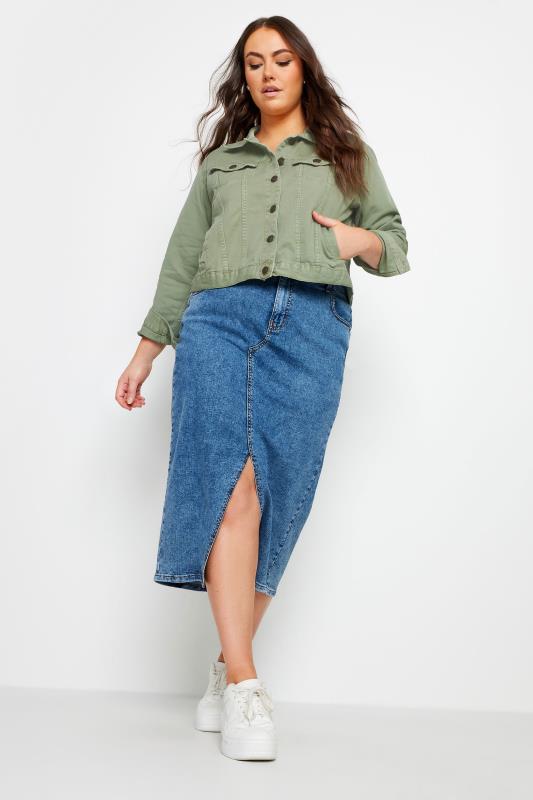 YOURS Plus Size Sage Green Denim Jacket 3