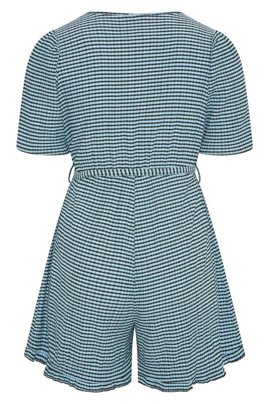 LIMITED COLLECTION Plus Size Blue Stripe Crinkle Wrap Playsuit | Yours Clothing 7