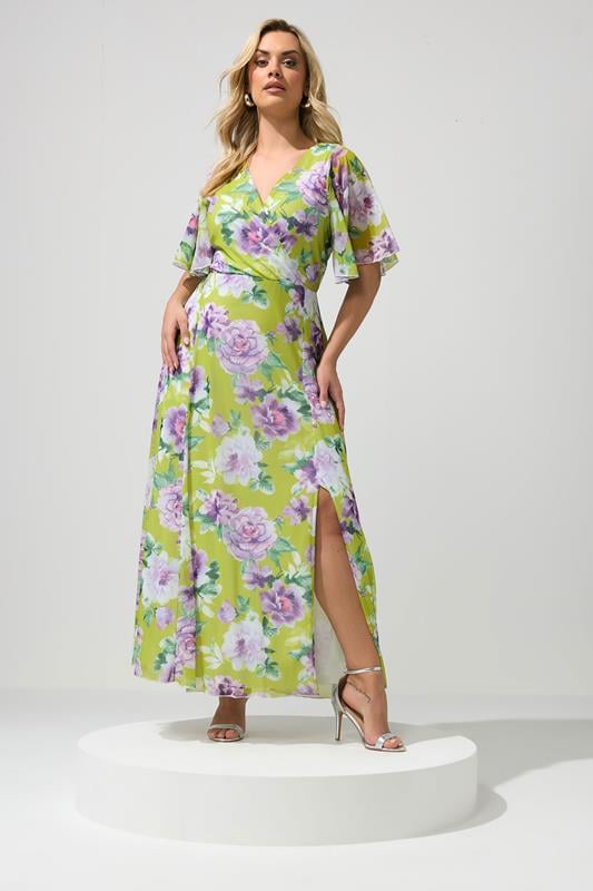  YOURS LONDON Curve Green Floral Wrap Dress