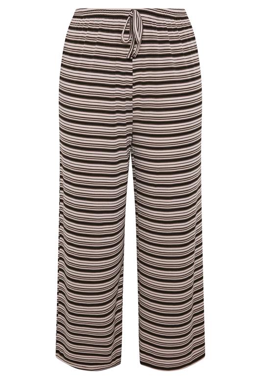 LIMITED COLLECITON Plus Size Brown Stripe Ribbed Wide Leg Trousers | Yours Clothing 5