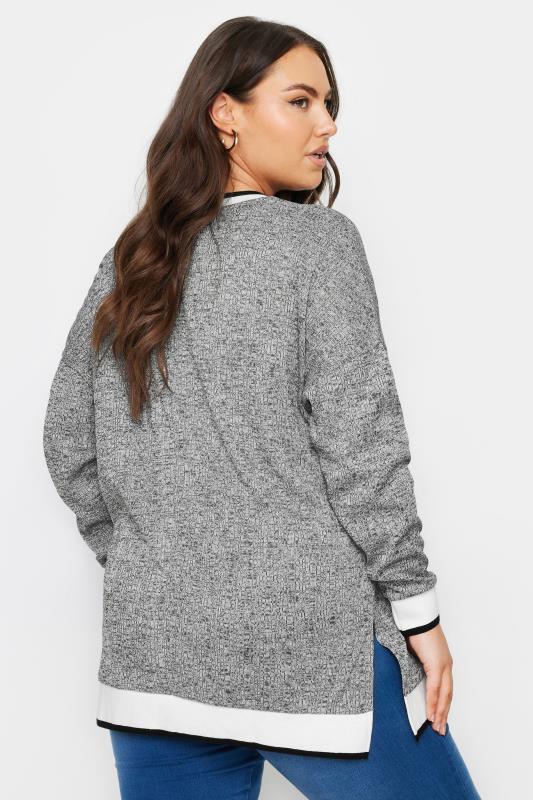 YOURS Plus Size Curve Grey Cable Knit Sweatshirt | Yours Clothing 3