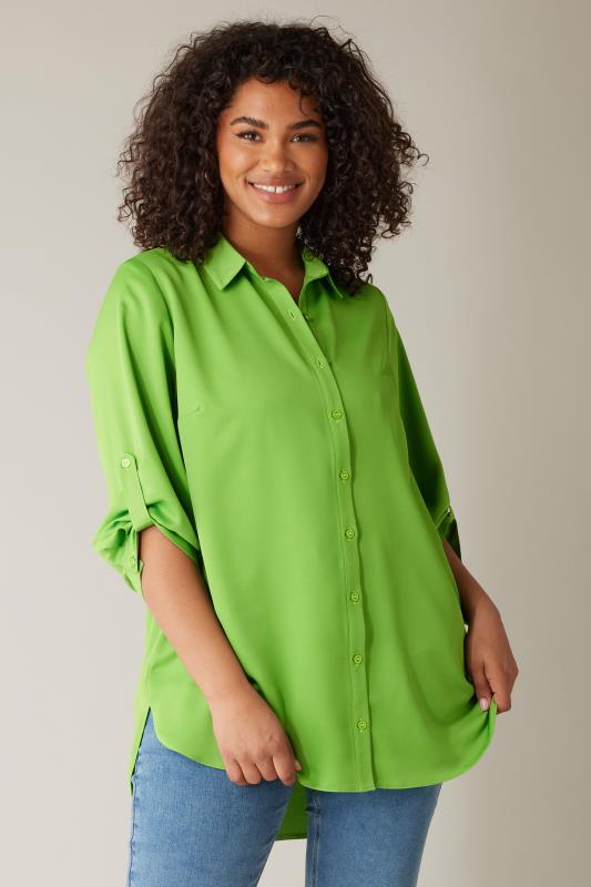 Plus Size  EVANS Curve Green Tab Sleeve Shirt