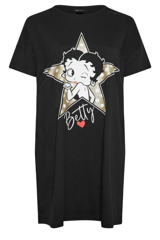 YOURS Plus Size Black Betty Boop Sleep Tee Nightdress | Yours Clothing 5