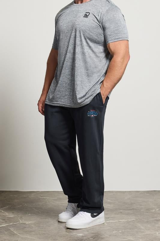 D555 Big & Tall Navy Blue Printed Open Hem Joggers