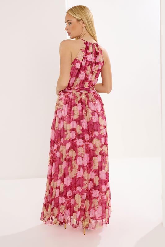 STAR Pink Blurred Abstract Metallic Pleated Dress | StarByJM 2