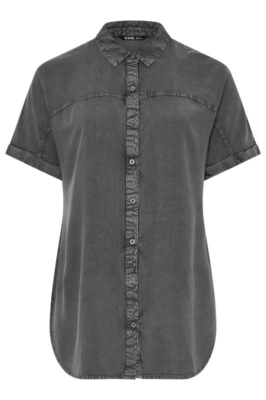 YOURS Plus Size Grey Chambray Shirt | Yours Clothing 5