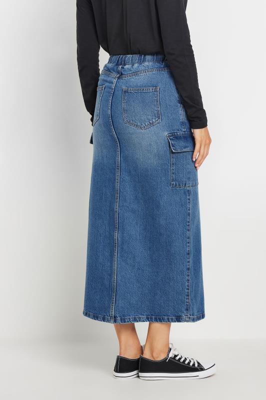 LTS Tall Womens Blue Denim Tie Waist Maxi Skirt | Long Tall Sally 4