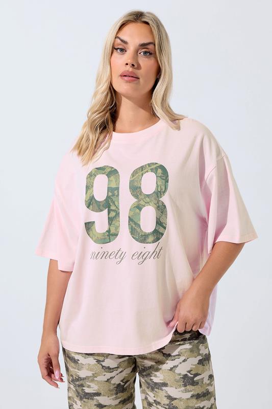 LIMITED COLLECTION Curve Pink '98' Camo Print T-Shirt