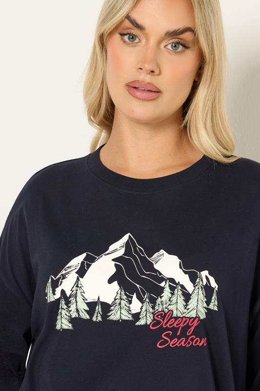 YOURS Plus Size Blue 'Sleep Season' Check Pyjama Gift Set | Yours Clothing 4