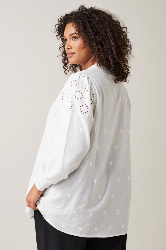 EVANS Plus Size White Broderie Cotton Blouse | Evans 3