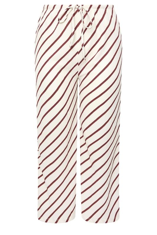 YOURS Plus Size  Natural Brown Stripe Wide Leg Trousers | Yours Clothing 5