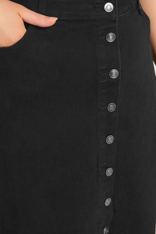 EVANS Plus Size Black Button Through Denim Maxi Skirt | Evans 4