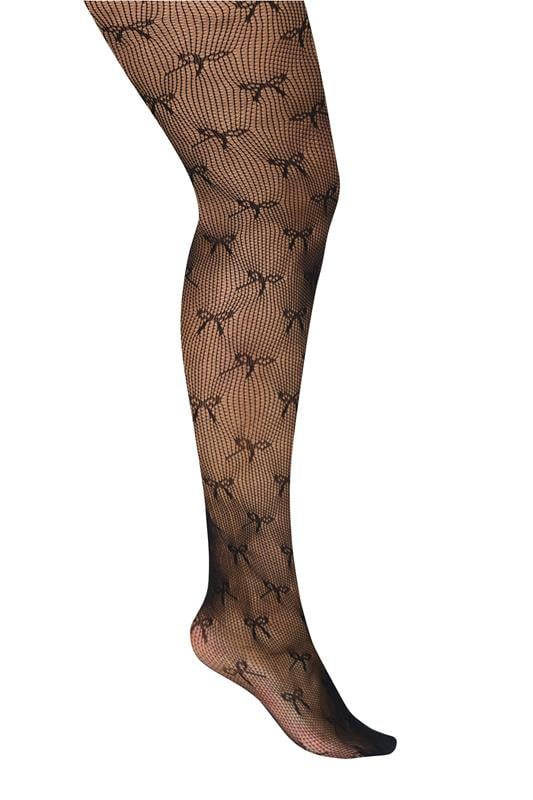  YOURS Curve Black Bow Fishnet Tights