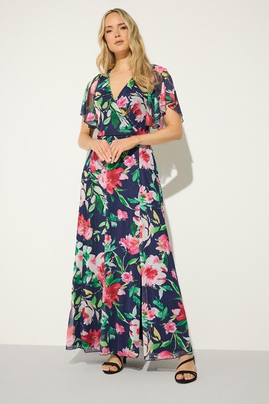  LTS Tall Navy Blue Floral Mesh Maxi Dress