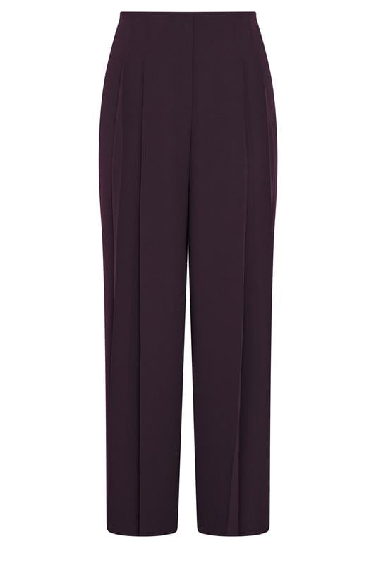 EVANS Plus Size Plum Textured Pleated Trousers | Evans 5