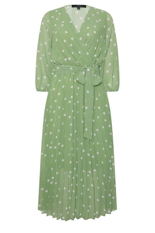  STAR Green Polka Dot Pleated Dress