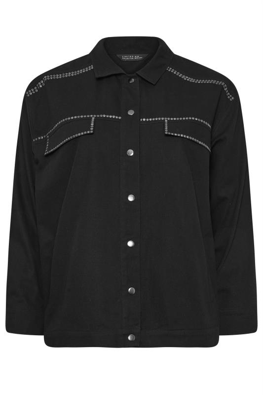 LIMITED COLLECTION Plus Size Black Stud Embellished Overshirt | Yours Clothing  8