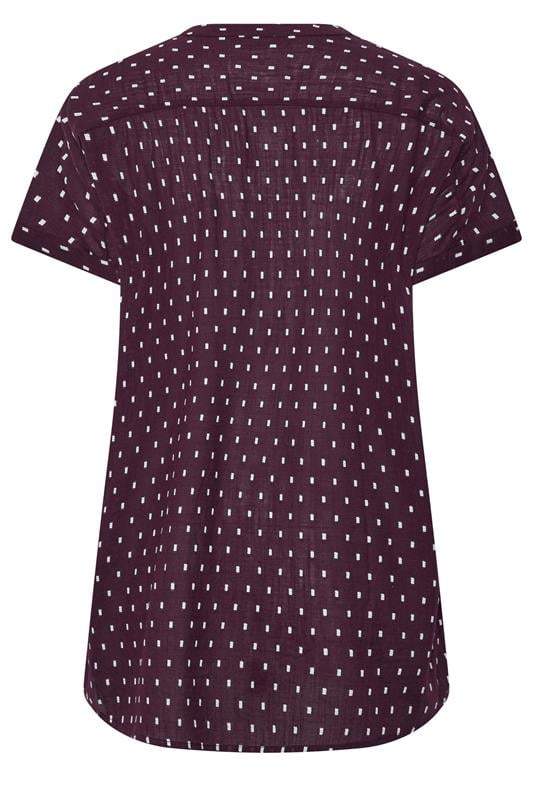 YOURS Curve Purple Notch Neck Dobby Blouse | Yours Clothing 6