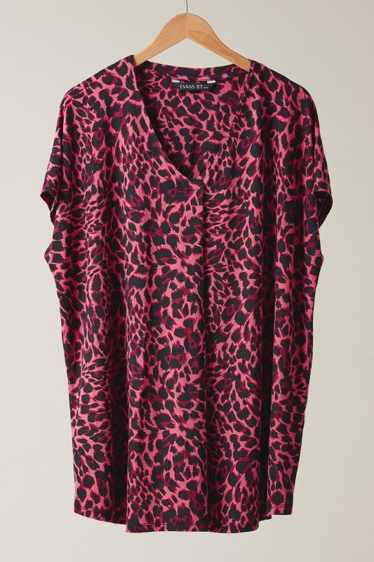 EVANS Plus Size Pink Leopard Print Swing Top | Evans 5