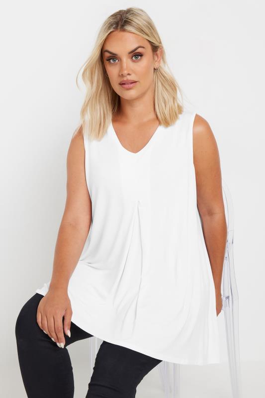 Plus Size White Swing Vest Top | Yours Clothing 1