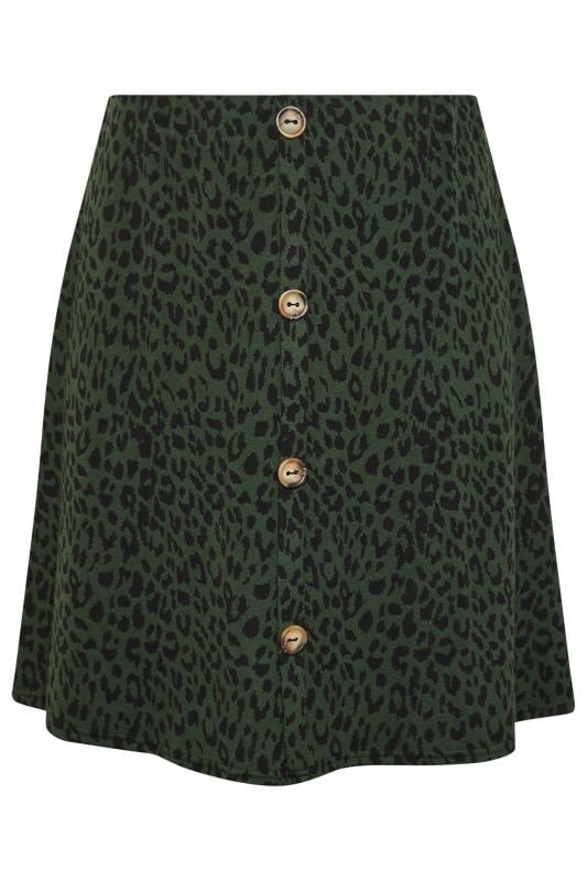 YOURS Plus Size Green Leopard Print Button Front Skirt | Yours Clothing  5