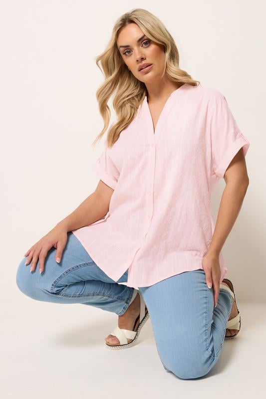 YOURS Curve Pink Dobby Textured Blouse