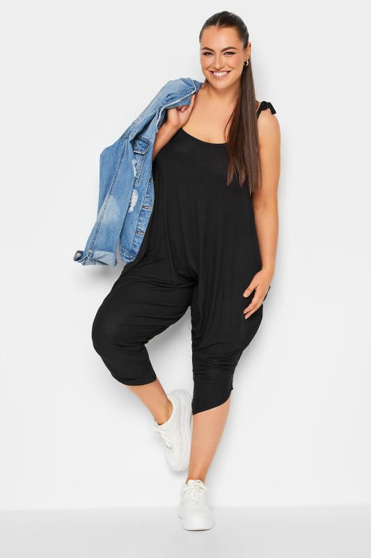 YOURS Plus Size Black Cropped Harem Jumpsuit | Yours Clothing  2