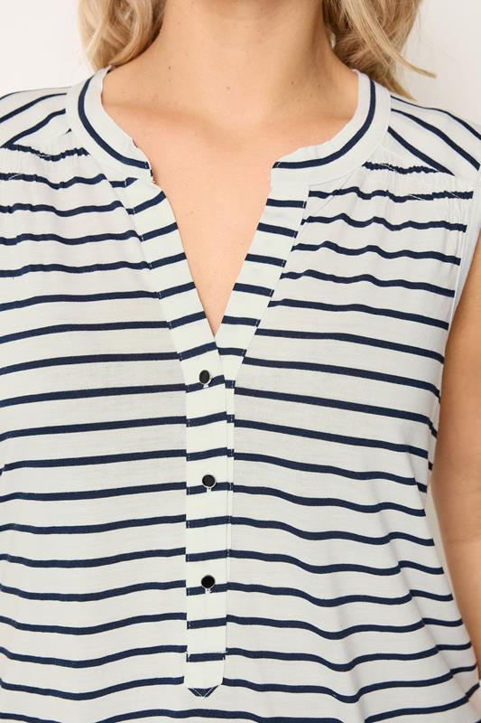 YOURS Plus Size White Stripe Notch Neck Top | Yours Clothing 4