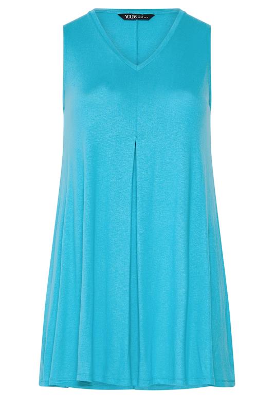 YOURS Plus Size Blue Pleat Front Vest Top | Yours Clothing 5