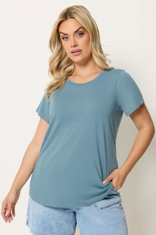  YOURS Curve Light Blue Core Basic T-Shirt