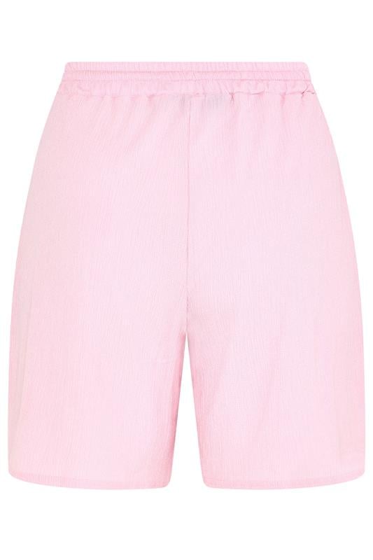 YOURS Plus Size Pink Crinkle Jersey Shorts | Yours Clothing 6